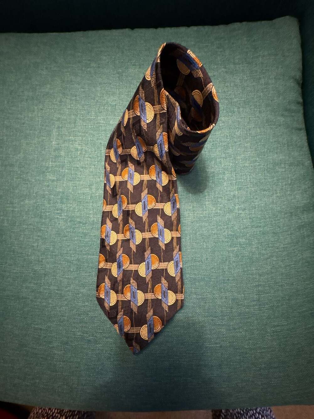 Robert Talbott Studio Silk Necktie Geometric Blue Gold
